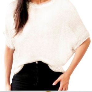 Vince Dolman Short Sleeve Popover Sweater – White – NWT